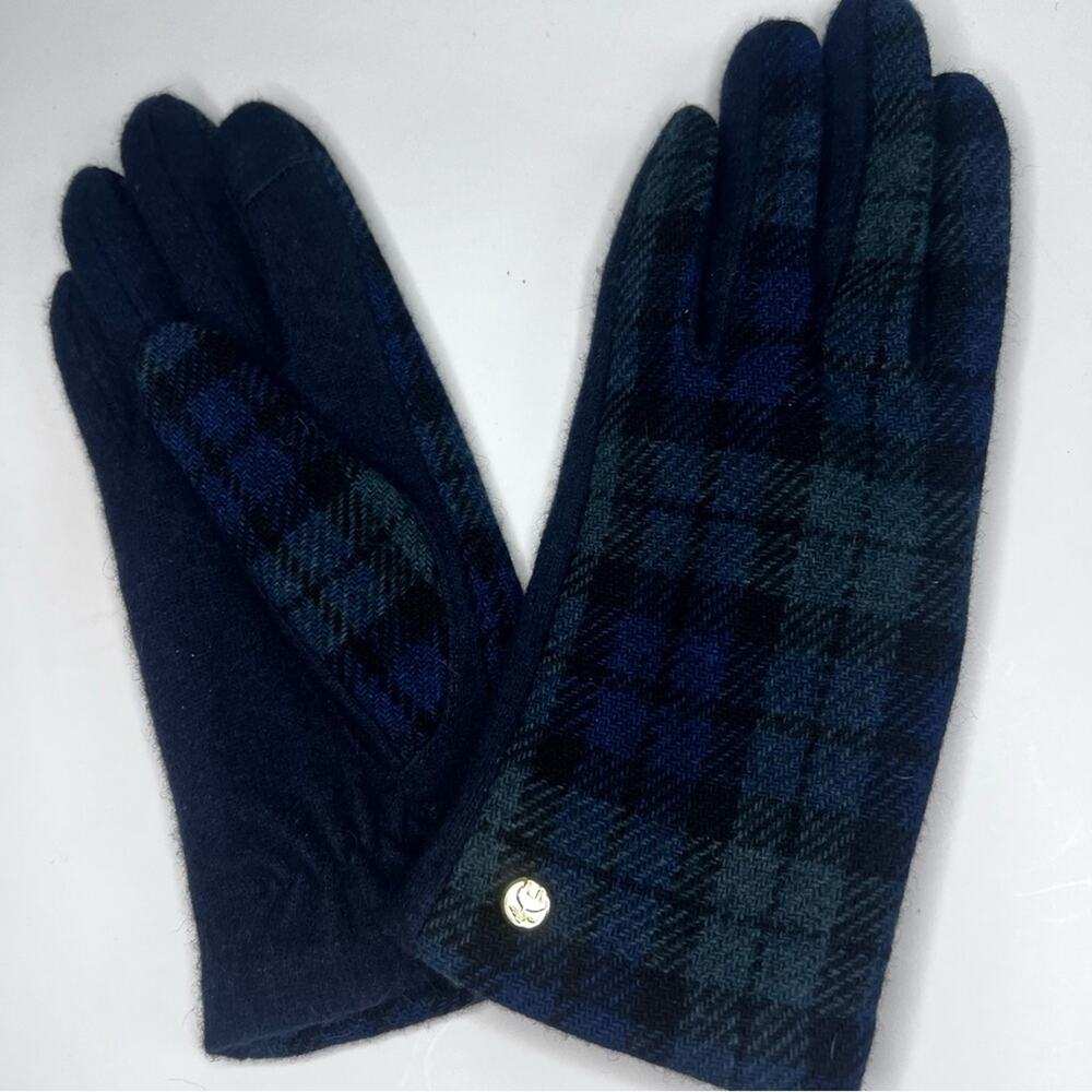Brooks Brothers Wool Cashmere Blend Gloves Plaid Blackwatch Touchscreen Small